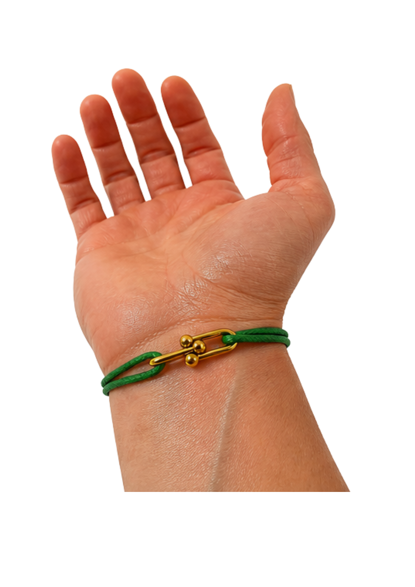 Au Aurém Gold Horseshoe Bracelet — Green
