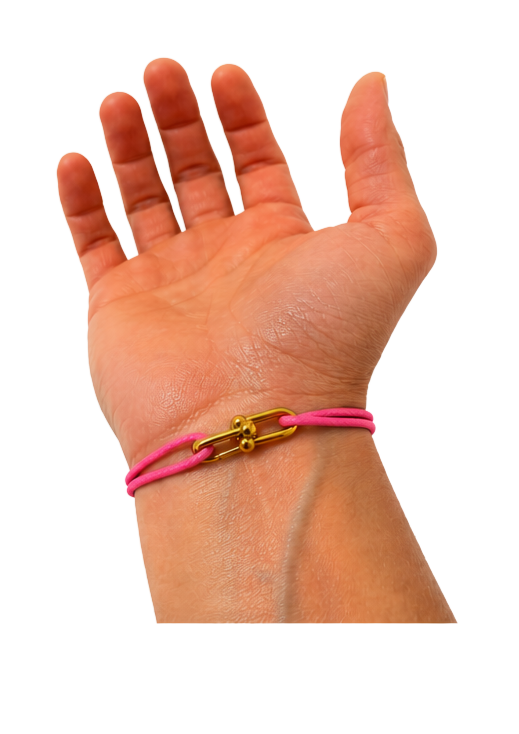 Au Aurém Gold Horseshoe Bracelet — Dark Pink