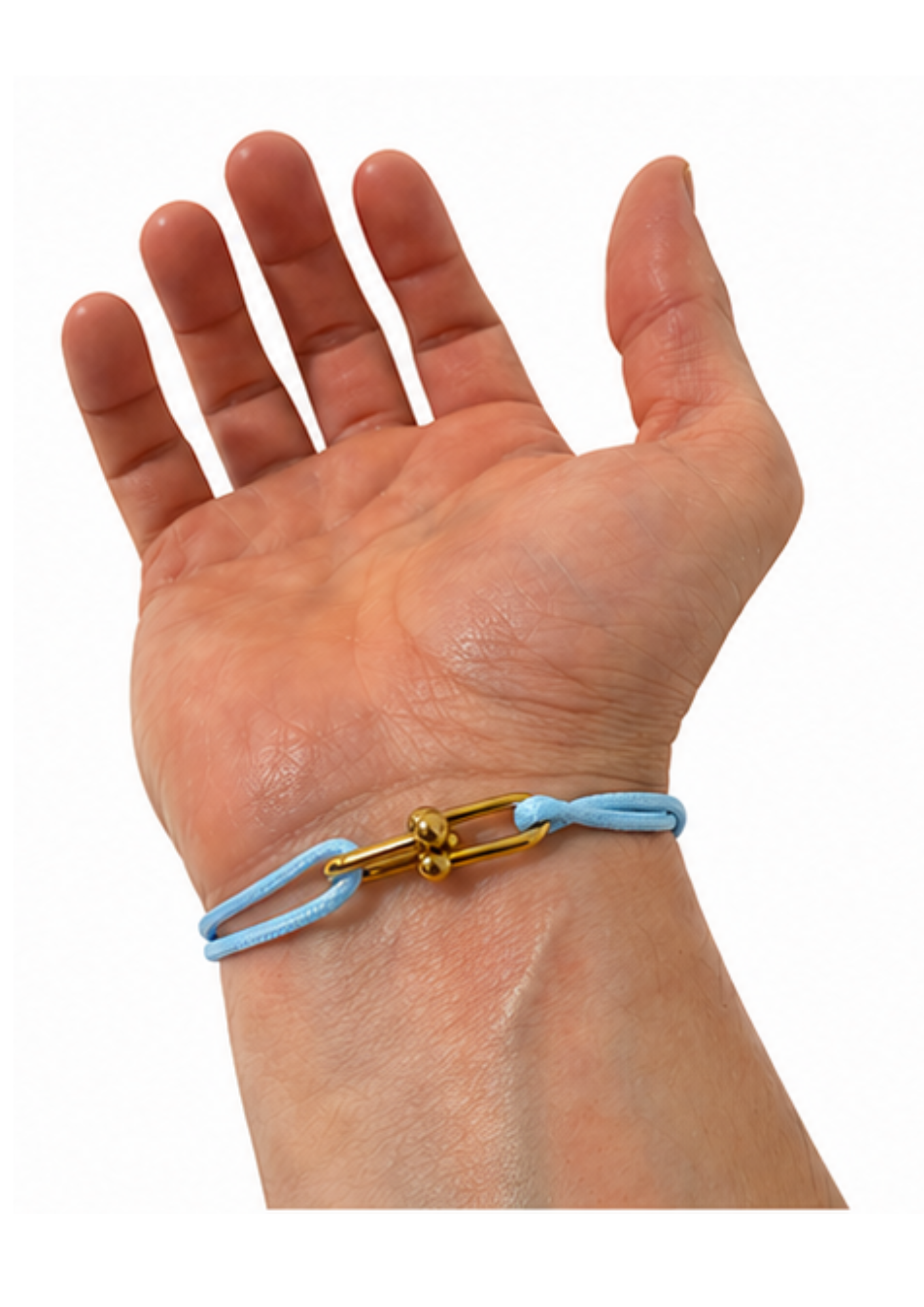 Au Aurém Gold Horseshoe Bracelet — Sky Blue