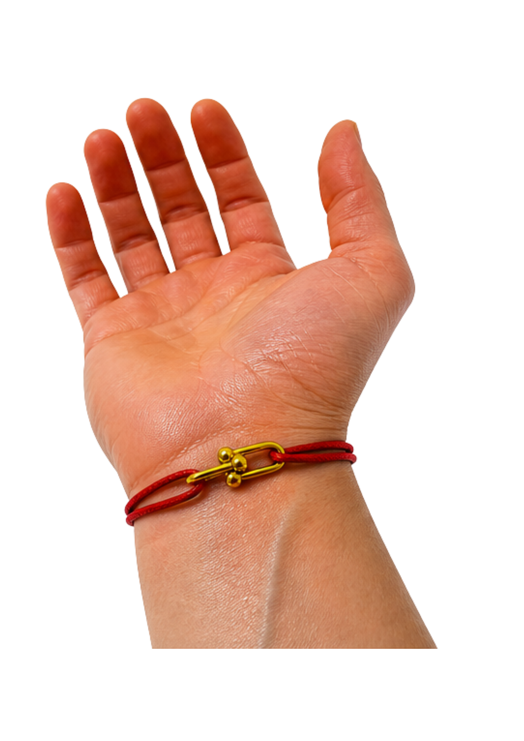 Au Aurém Gold Horseshoe Bracelet — Crimson Red