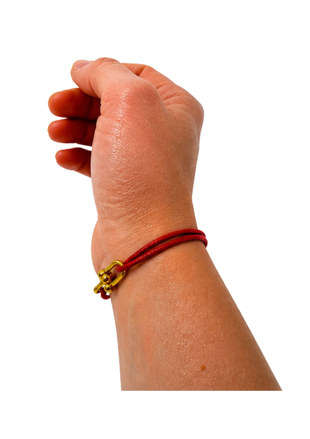 Au Aurém Gold Horseshoe Bracelet — Crimson Red