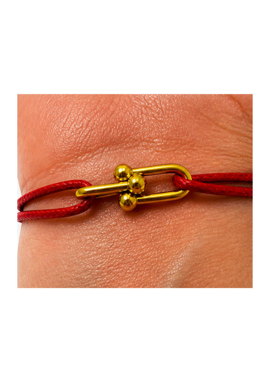 Au Aurém Gold Horseshoe Bracelet — Crimson Red