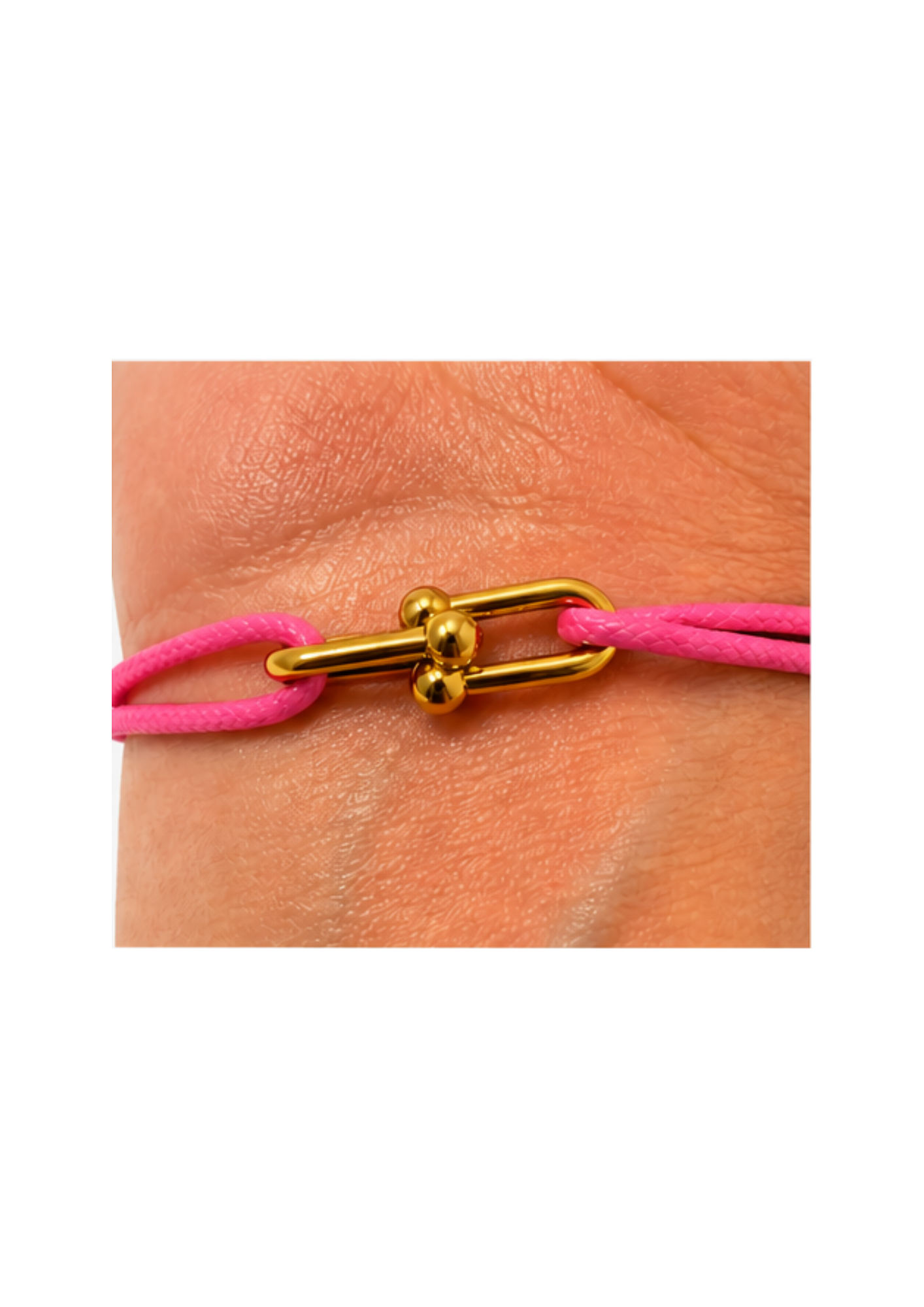 Au Aurém Gold Horseshoe Bracelet — Dark Pink