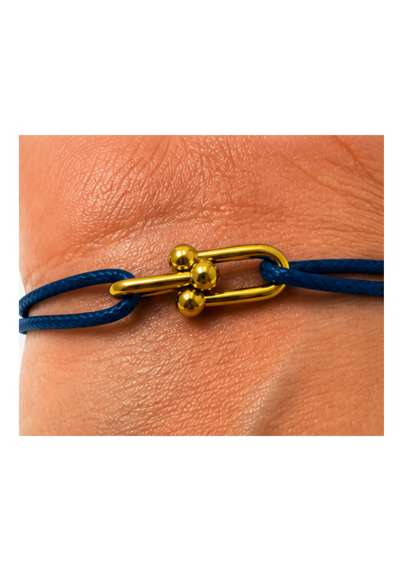 Au Aurém Gold Horseshoe Bracelet — Navy Blue
