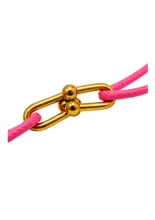 Au Aurém Gold Horseshoe Bracelet — Dark Pink