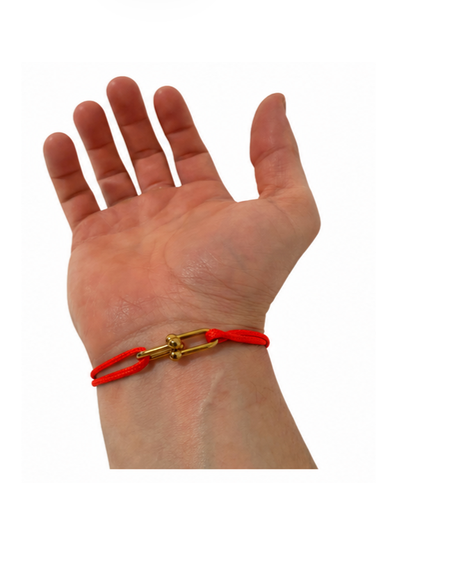 Au Aurém Gold Horseshoe Bracelet — Cherry Red