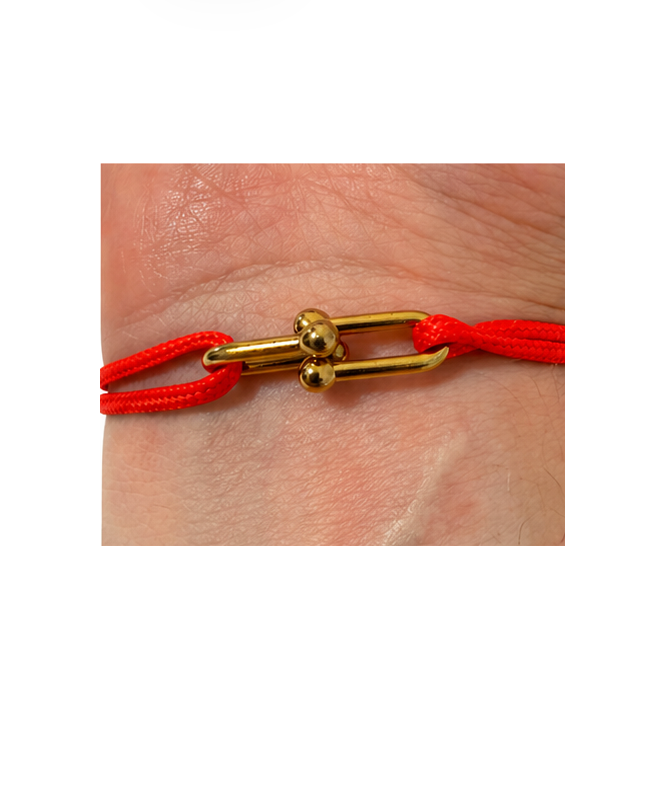 Au Aurém Gold Horseshoe Bracelet — Cherry Red