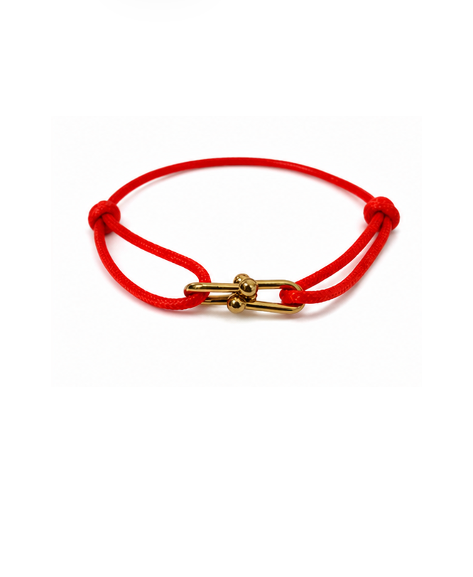 Au Aurém Gold Horseshoe Bracelet — Cherry Red