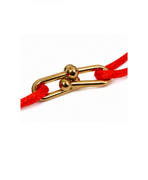 Au Aurém Gold Horseshoe Bracelet — Cherry Red
