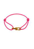 Dark pink cord bracelet with gold horseshoe clasp