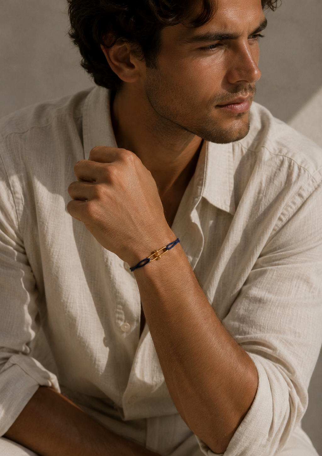 Au Aurém Gold Horseshoe Bracelet — Navy Blue