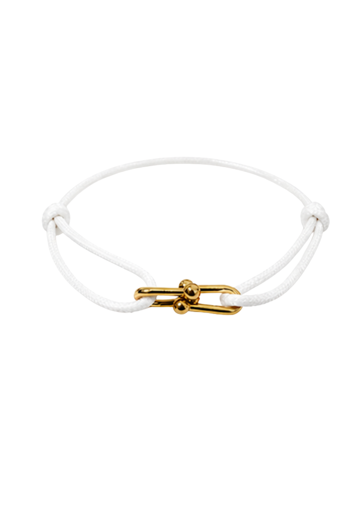 Au Aurém white cord bracelet with gold horseshoe link